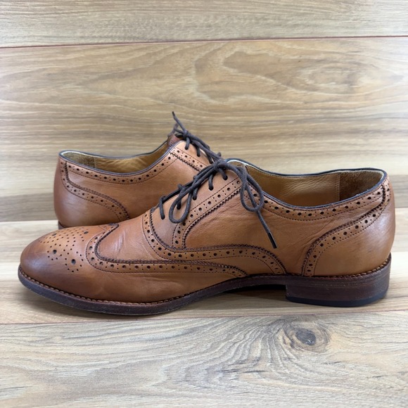 Beckett Simonon Kent Brogue Wingtip Derby Mens 12 Cognac Burnished Leather - Picture 6 of 11